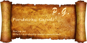 Porubszky Gazsó névjegykártya